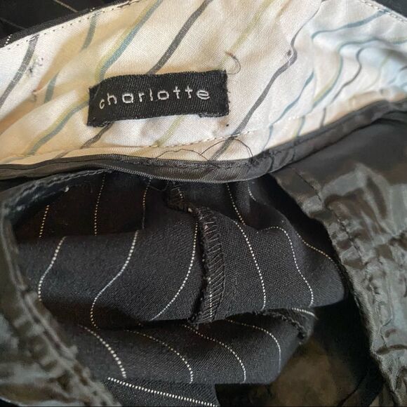 CHARLOTTE Black Striped Career Office Wide Leg Dress Pants - Picture 5 of 7